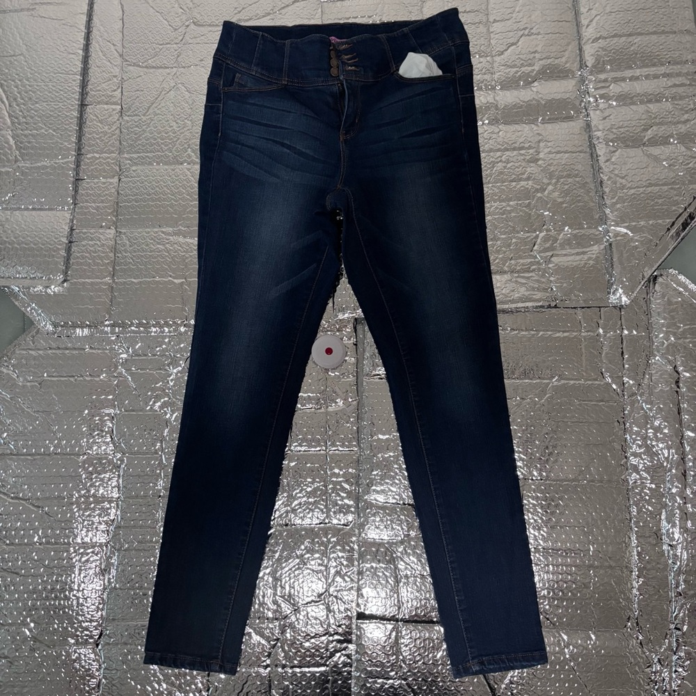Wax Jean Size 14 Stretchy Dark Blue Wash Waist 14.5" Length 38.75"